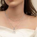 wholesale Sterling Silver Gold Plated Moonstone Crescent Moon Choker Necklace for Women-0-1