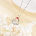wholesale 925 Sterling Silver Heart-Shaped Red Crystal Pendant Necklace with Family of Four Design - Mother's Day Gift for Mom and Daughter/Son-0-14