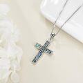 wholesale 925 Sterling Silver Abalone Shell Flower Cross Pendant Necklace for Women Girls Christian  43cm Chain Length-0-2