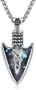 wholesale 925 Sterling Silver Celtic Knot & Stone Viking Arrowhead Necklace for Men-0-0