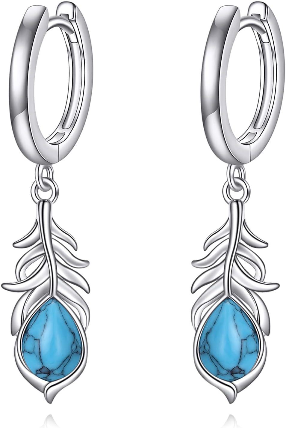 Sterling Silver Moonstone Lapis Lazuli Peridot Amethyst Teardrop Dangle Earrings-Turquoise earrings