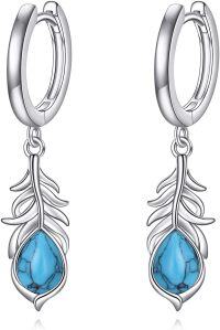 wholesale 925 Sterling Silver Moonstone Lapis Lazuli Peridot Amethyst Teardrop Dangle Earrings-Turquoise earrings