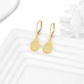wholesale 14K Gold Teardrop Flower Filigree Tree Of Life Leverback Drop Earrings-0-2