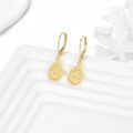 wholesale 14k Gold Drop Earrings For Women Filigree Hollow Teardrop Floral Lever Back Jewelry-0-2