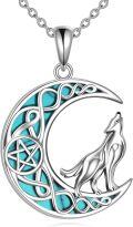 wholesale Sterling Silver Moonstone Turquoise Abalone Wolf Fox Peacock Bat Cat Necklace-0-4
