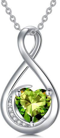 wholesale TOUPOP August Birthstone Necklace For Women Peridot Necklace Pendant 925 Sterling Silver Infinity Love Moon Jewelry Birthday Christmas Gifts For Women Mom Wife Girlfriend -undefined