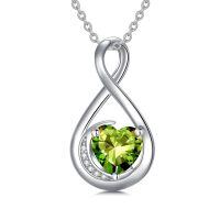 TOUPOP Sterling Silver Peridot Infinity Love Moon Necklace-undefined