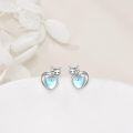 wholesale 925 Sterling Silver Heart Moonstone Cat Stud Earrings-0-2