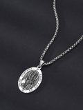 wholesale 925 Sterling Silver  Oval Saint Dymphna Pendant Necklaces for Men & Women-0-3