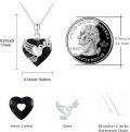 wholesale 925 Sterling Silver Heart Pendant with Black Crystal and Angel Wings Necklace for Women Girls Gift-0-2