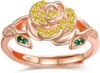 wholesale Sterling Silver Rose Gold Birthstone Adjustable Ring for Women-11 Nov - Citrine