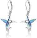 wholesale 925 Sterling Silver Dreamboat Hummingbird Leverback Earrings with Abalone Shell Dangle Drops for Women s-0-0