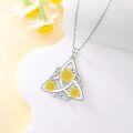 wholesale 925 Sterling Silver Sunflower Triquetra Celtic Knot Pendant Necklace for Women Girls  43cm Chain Length-0-2