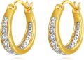 wholesale Gold Plated 925 Sterling Silver Cubic Zirconia Small Hoop Earrings with Wave Design for Women-0-0