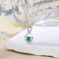 wholesale  925 Sterling Silver & Cubic Zirconia Infinity Clover Necklace - Four Leaf Lucky Pendant with Green Birthstone for Women-0-1