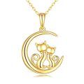 wholesale 14k Gold Pendant With Red Stone And White Diamonds Cat Design-0-0