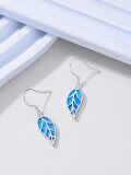 wholesale 925 Sterling Silver Blue Fire Opal Leaf Drop Earrings - Mother's Day Gifts-0-3