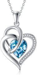 wholesale TOUPOP Christmas Gifts For Women Heart Necklace Sterling Silver Forever Love Heart Pendant Necklace With Heart Crystal Anniversary Birthday Valentines Mothers Day Jewelry Gifts For Women Wife Mom -0-0