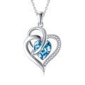 TOUPOP Sterling Silver Crystal Heart Necklace Love Pendant Gift For Women-0-0