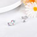 wholesale 925 Sterling Silver Unicorn Stud Earrings with Opal Stone and Rainbow Finish - Gift for Women & Girls-0-1
