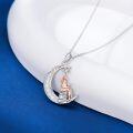 wholesale 925 Sterling Silver Crescent Moon Star Girl Reading Books Pendant Necklace for Women-0-2