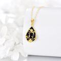 wholesale 14K Gold & Black Crystal Flower Necklace, Vintage 0.9 Bloom Pendant on 16-2 Chain, Hypoallergenic Jewelry Gift for Women-0-1