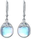 wholesale 925 Sterling Silver Moonstone Celtic Knot Teardrop Dangle Earrings-0-0