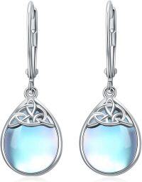 wholesale 925 Sterling Silver Moonstone Celtic Knot Teardrop Dangle Earrings-Moonstone