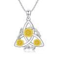 wholesale 925 Sterling Silver Sunflower Celtic Knot Pendant Necklace Two Tone Gold Plated-0-0