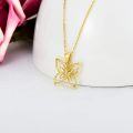 wholesale 14K Gold Natural Diamond Butterfly Pendant Necklace 16+2 inch Chain for Women-0-3