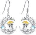 wholesale 925 Sterling Silver Moon Celtic Knot Highland Cow Drop Earrings for Women Gifts-0-0