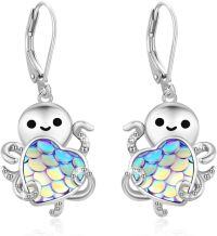 wholesale 925 Sterling Silver Heart-Shaped Mermaid Scale Drop Earrings for Women and Girls-Octopus