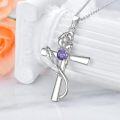 wholesale 925 Sterling Silver 12 Birthstone Flower Pendant Necklace for Women-0-57