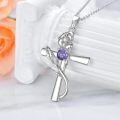 wholesale 925 Sterling Silver Cross Pendant With Red Gemstone And Lily Design-0-57