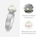 wholesale Sterling Silver Real Natural Freshwater Pearl Adjustable Ring Women-0-6