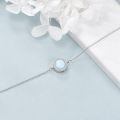 wholesale 925 Sterling Silver Round White Opal Cz Halo Chain Bracelet-0-2