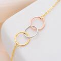 wholesale 14k Gold Three Tone Interlocking Circles Chain Bracelet For Women-0-3