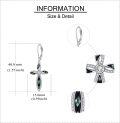 wholesale 925 Sterling Silver Black Shell & Cubic Zirconia Cross Dangle Drop Earrings for Women-0-4