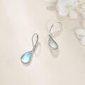 wholesale 925 Sterling Silver Blue Moonstone & Larimar Teardrop Infinity Dangle Leverback Earrings Gift for Women-0-2