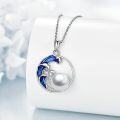 wholesale 925 Sterling Silver Pearl Wave Ocean Jewelry Necklace Pendant for Women Gifts-0-3