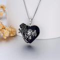 wholesale 925 Sterling Silver Heart Black Rose Bat Skull Pendant Necklace for Women Girls Gifts 45cm Chain Length-0-3