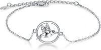 wholesale 925 Sterling Silver Hummingbird Circle Anklet - Mothers Day Gift-silver-hummingbird