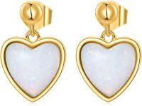 wholesale 14K Yellow Gold Opal Earrings Flower Triangle Star Vintage Studs for Women -A12-White Opal