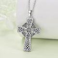 wholesale 925 Sterling Silver 925 Celtic Knot Cross Pendant with Blue Stones and Chain for Women -0-3