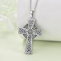 wholesale 925 Silver Celtic Cross Pendant Necklace With Abalone Shell Inlay-0-3