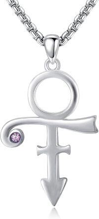 wholesale 925 Sterling Silver Ankh Pendant with Purple Stone and Chain for Men-Silver