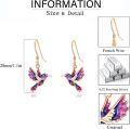 wholesale 925 Sterling Silver Purple & Blue Enamel Hummingbird Dangle Drop Earrings for Women-0-11