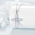 wholesale Sterling Silver Opal Cross Necklace for Women Men Religious Jewelry Gift-0-8