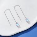 wholesale 925 Sterling Silver 7mm Heart Cut Moonstone Cat Threader Earrings for Women-0-1