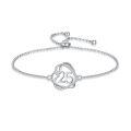 TOUPOP Sterling Silver & Stone Heart Bracelet Love Gifts for Women-0-0